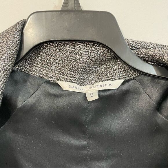 Diane von Furstenberg Silver Glitter Peacoat Front pockets Wool - Picture 7 of 11